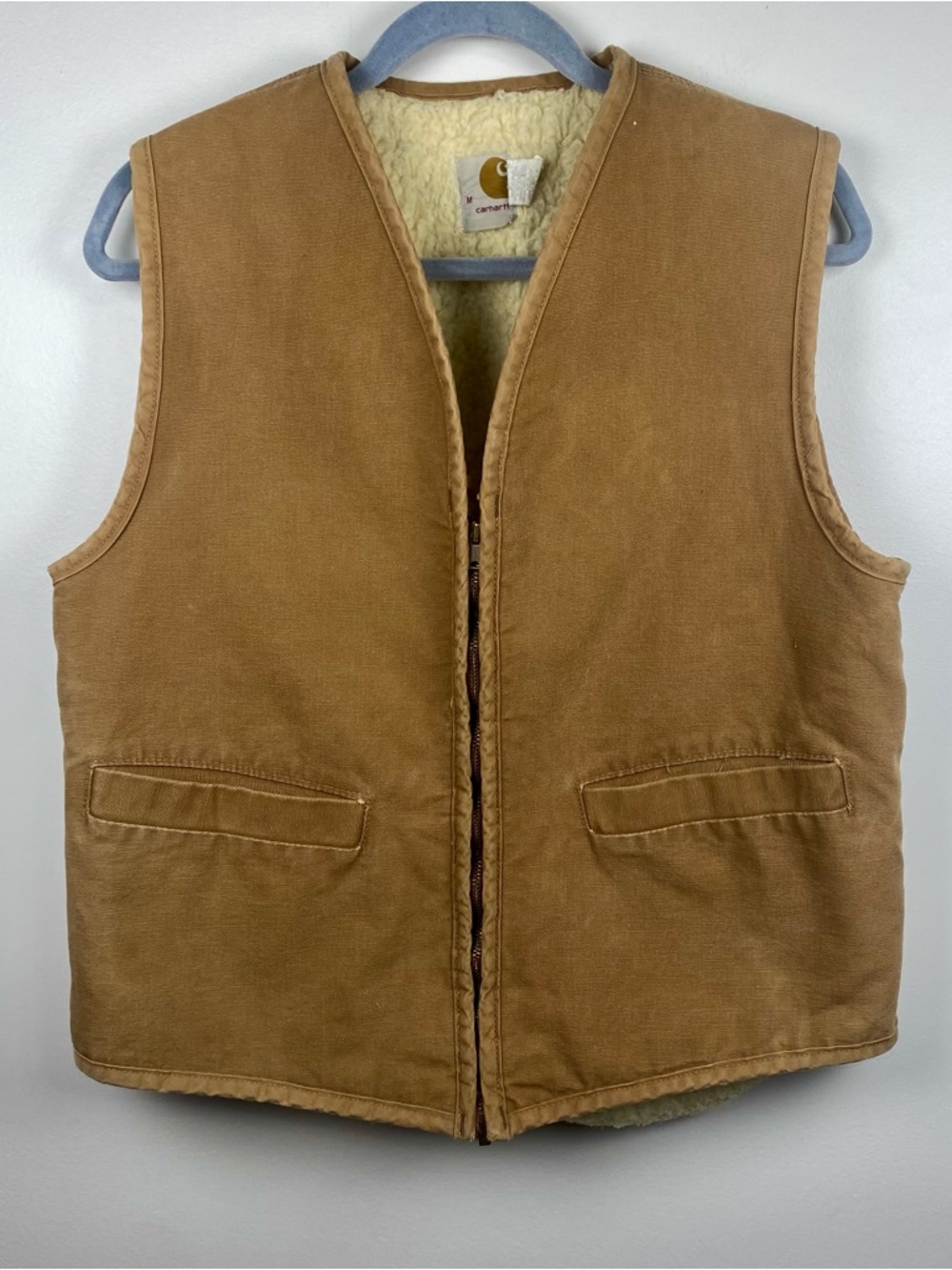 Vintage Carhartt Sherpa-Lined Duck Canvas Vest Medium